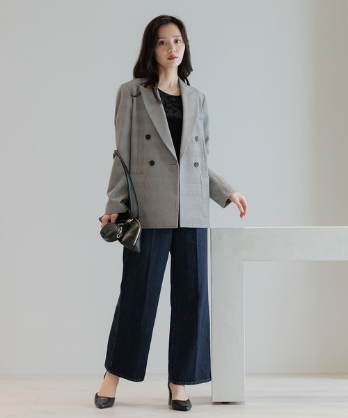 Andemiu（アンデミュウ）の「アソートWジャケット586647（テーラードジャケット・レディース・ネイビー/チェック/モカ・FREE）」の19枚目の写真