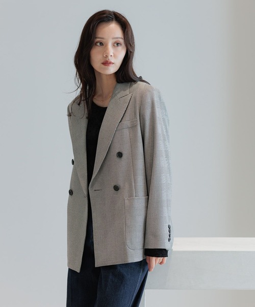 Andemiu（アンデミュウ）の「アソートWジャケット586647（テーラードジャケット・レディース・ネイビー/チェック/モカ・FREE）」の22枚目の写真