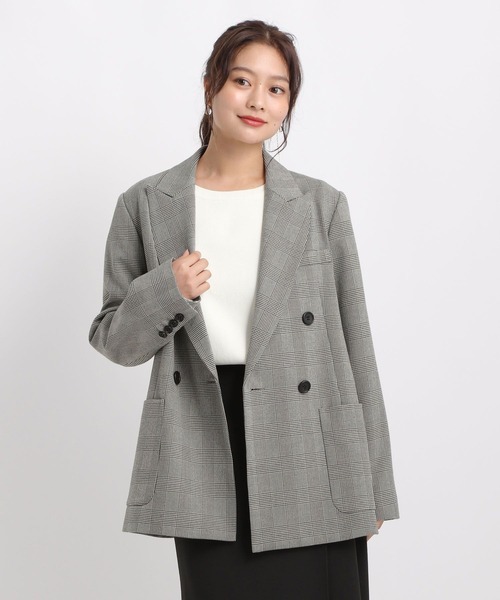 Andemiu（アンデミュウ）の「アソートWジャケット586647（テーラードジャケット・レディース・ネイビー/チェック/モカ・FREE）」の6枚目の写真