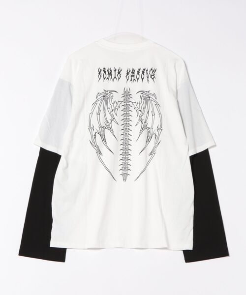 JOHNNY WOLF(ジョニーウルフ)の「AMBER レイヤードスリーブ ルーズ Tシャツ/ロンT(Tシャツ/カットソー・メンズ・ブラック/ホワイト・L/M)」の8枚目の写真