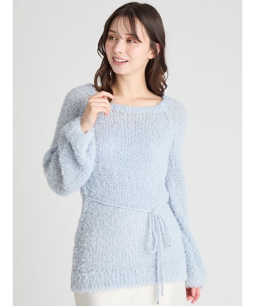 CELFORD（セルフォード）の「リボン付きフラッフィーニットプルオーバー（ニット/セーター・レディース・サックスブルー/オフホワイト/グレー・F）」の3枚目の写真