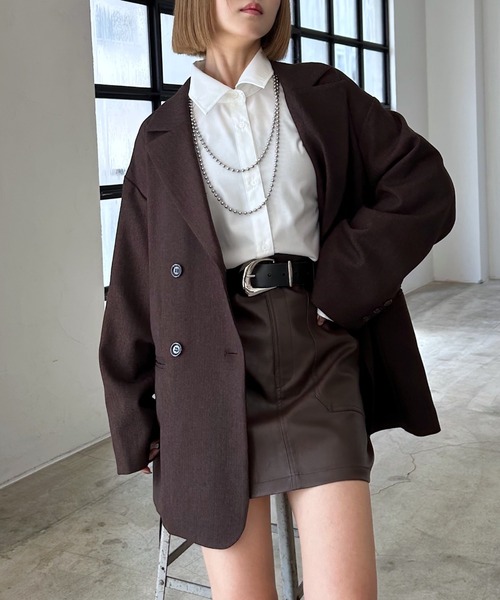 PAGEBOY(ページボーイ)の「【セットアップ対応】MIXボーンジャケット(テーラードジャケット・レディース・ブラウン/ブラック/チャコールグレー・SMALL/MEDIUM)」の3枚目の写真