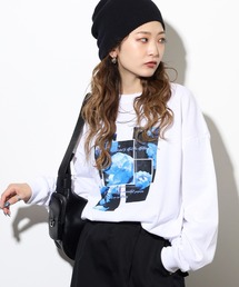 吸水速乾 UVカット ボックス ワイド シルエット 刺繍 転写Pt リブ付き ロンTEE