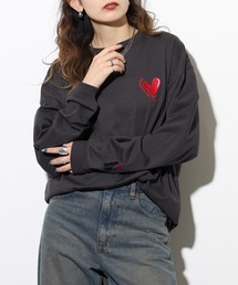 吸水速乾 UVカット ボックス ワイド シルエット 刺繍 転写Pt リブ付き ロンTEE