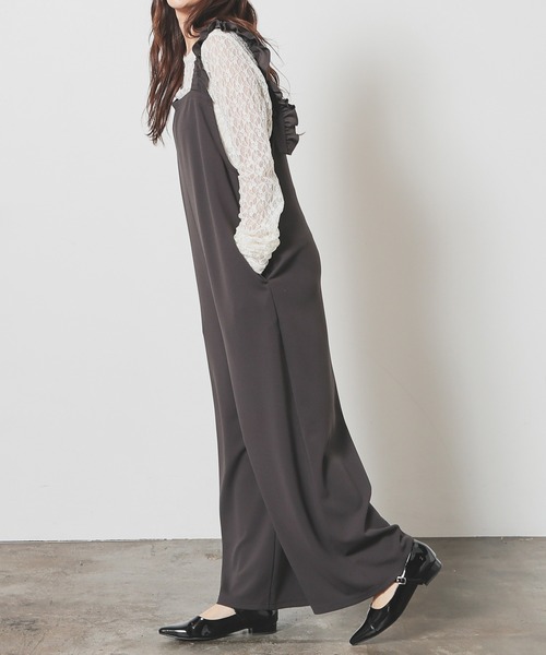 Honeys（ハニーズ）の「【イージーケア】肩フリルオールインワン（サロペット/オーバーオール・レディース・チャコール/ブラウン/ブラック・L/LL/M/S）」の8枚目の写真