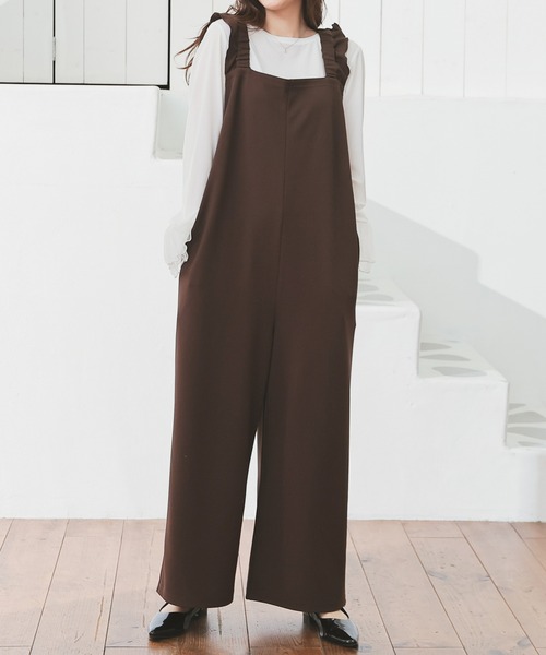 Honeys（ハニーズ）の「【イージーケア】肩フリルオールインワン（サロペット/オーバーオール・レディース・チャコール/ブラウン/ブラック・L/LL/M/S）」の12枚目の写真