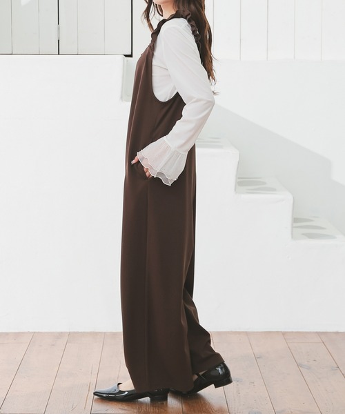 Honeys（ハニーズ）の「【イージーケア】肩フリルオールインワン（サロペット/オーバーオール・レディース・チャコール/ブラウン/ブラック・L/LL/M/S）」の13枚目の写真