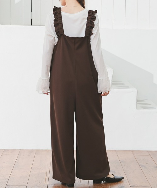 Honeys（ハニーズ）の「【イージーケア】肩フリルオールインワン（サロペット/オーバーオール・レディース・チャコール/ブラウン/ブラック・L/LL/M/S）」の14枚目の写真