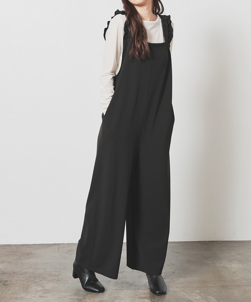 イージーケア】肩フリルオールインワン（サロペット/オーバーオール