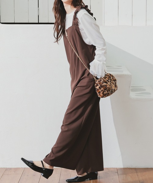 Honeys（ハニーズ）の「【イージーケア】肩フリルオールインワン（サロペット/オーバーオール・レディース・チャコール/ブラウン/ブラック・L/LL/M/S）」の11枚目の写真