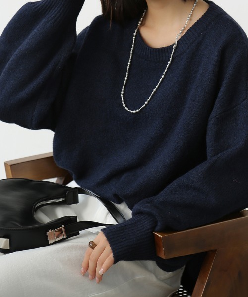 ONEP STAR(ワンピスター)の「サイドスリットリラクシーニットセーター(ニット/セーター・レディース・ピンク/チャコール/ベージュ/ネイビー/グレイッシュベージュ/アイボリー・FREE)」の18枚目の写真