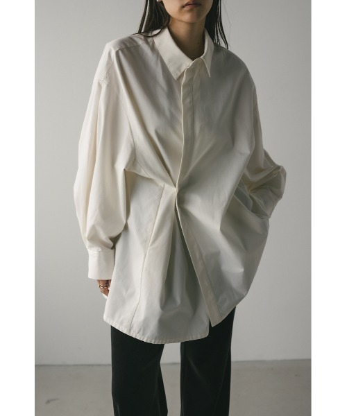 STYLEMIXER(スタイルミキサー)の「2WAYオーバーサイズシャツ 秋服(シャツ/ブラウス・レディース・ライトベージュ/ダークグリーン/ホワイト・FREE)」の1枚目の写真