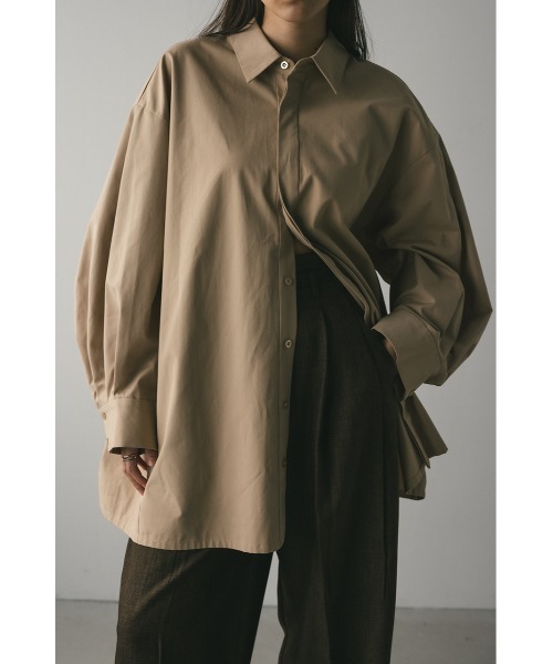 STYLEMIXER(スタイルミキサー)の「2WAYオーバーサイズシャツ 秋服(シャツ/ブラウス・レディース・ライトベージュ/ダークグリーン/ホワイト・FREE)」の3枚目の写真