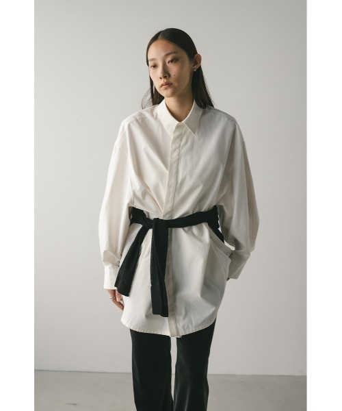 STYLEMIXER(スタイルミキサー)の「2WAYオーバーサイズシャツ 秋服(シャツ/ブラウス・レディース・ライトベージュ/ダークグリーン/ホワイト・FREE)」の6枚目の写真