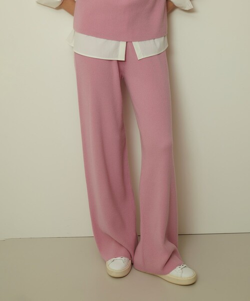 allureville(アルアバイル)の「ウールリブニットパンツ(その他パンツ・レディース・ブラウン/グレー系その他/ライトピンク・2)」の1枚目の写真