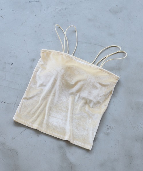 VIS（ビス）の「カップ付きベロアキャミソール（キャミソール・レディース・ダークブラウン/キナリ/グレー・FREE）」の2枚目の写真