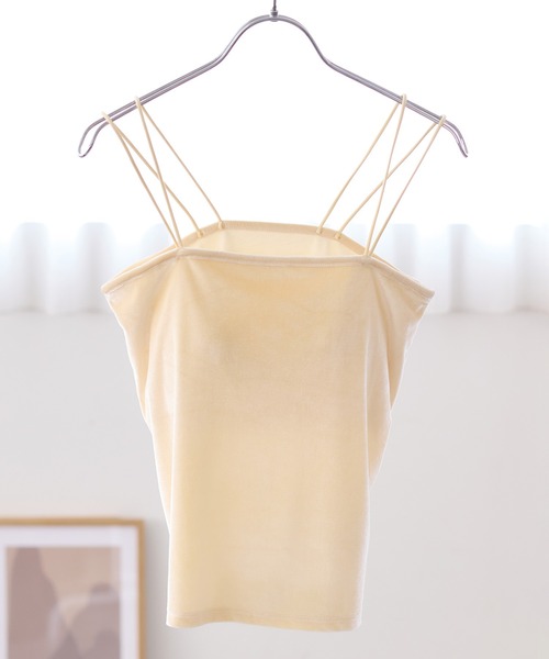 VIS（ビス）の「カップ付きベロアキャミソール（キャミソール・レディース・ダークブラウン/キナリ/グレー・FREE）」の12枚目の写真