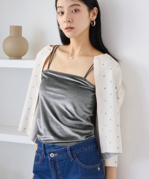 VIS（ビス）の「カップ付きベロアキャミソール（キャミソール・レディース・ダークブラウン/キナリ/グレー・FREE）」の5枚目の写真