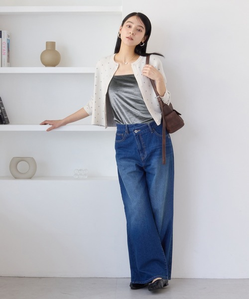 VIS（ビス）の「カップ付きベロアキャミソール（キャミソール・レディース・ダークブラウン/キナリ/グレー・FREE）」の6枚目の写真