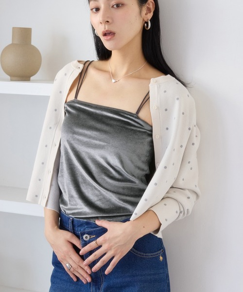 VIS（ビス）の「カップ付きベロアキャミソール（キャミソール・レディース・ダークブラウン/キナリ/グレー・FREE）」の7枚目の写真