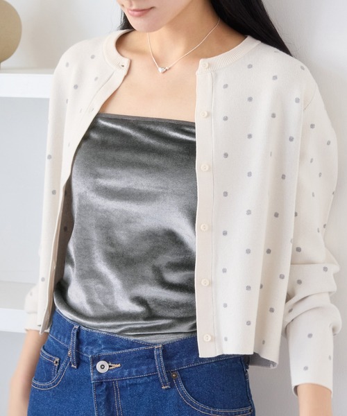 VIS（ビス）の「カップ付きベロアキャミソール（キャミソール・レディース・ダークブラウン/キナリ/グレー・FREE）」の8枚目の写真