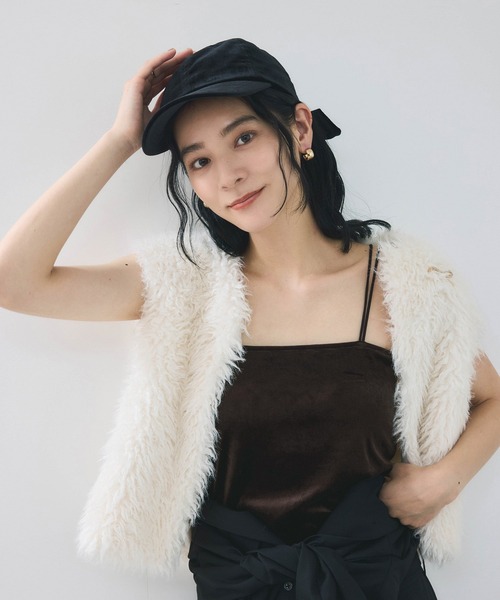 VIS（ビス）の「カップ付きベロアキャミソール（キャミソール・レディース・ダークブラウン/キナリ/グレー・FREE）」の11枚目の写真