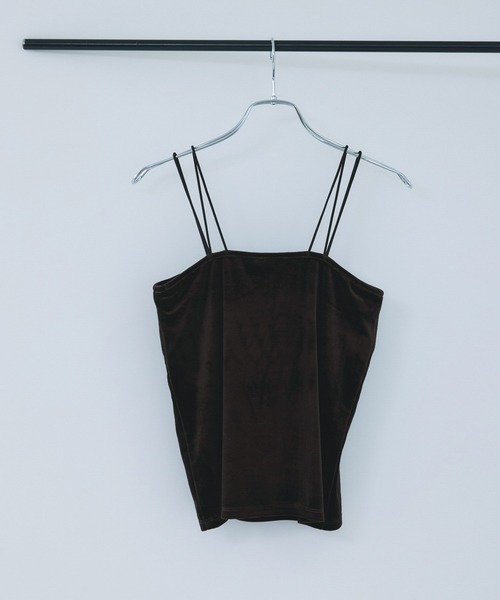 VIS（ビス）の「カップ付きベロアキャミソール（キャミソール・レディース・ダークブラウン/キナリ/グレー・FREE）」の14枚目の写真
