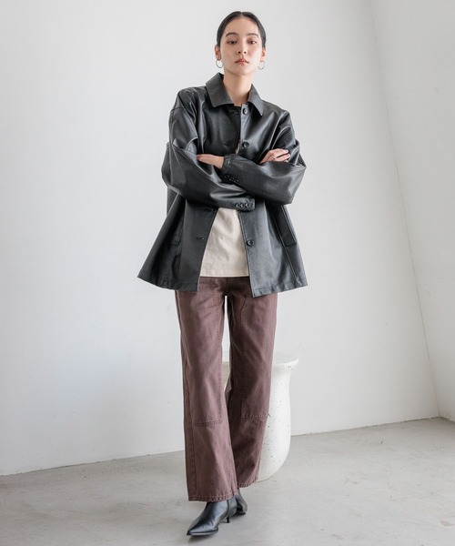 LOWRYS FARM（ローリーズファーム）の「レザーカバーオール　580815（カバーオール・レディース・ブラック/ブラウン/アイボリー・FREE）」の9枚目の写真