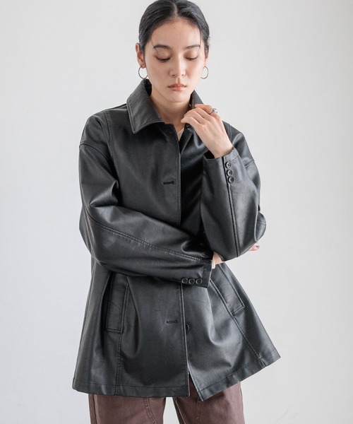 LOWRYS FARM（ローリーズファーム）の「レザーカバーオール　580815（カバーオール・レディース・ブラック/ブラウン/アイボリー・FREE）」の10枚目の写真