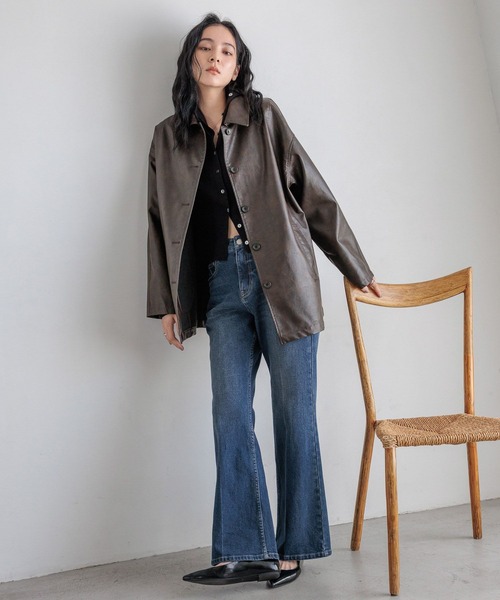 LOWRYS FARM（ローリーズファーム）の「レザーカバーオール　580815（カバーオール・レディース・ブラック/ブラウン/アイボリー・FREE）」の14枚目の写真