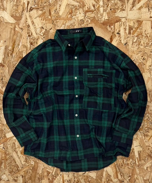 AFFA グリーン ブラック チェックネルシャツ AFFA グリーン ブラック チェックネルシャツ AFFA グリーン ブラック