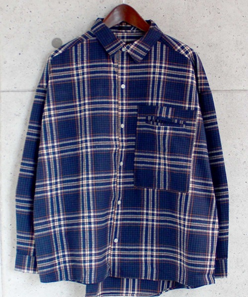 SHISKY（シスキー）の「【オーバーサイズ ネルシャツ】ワイドシルエット　チェック柄ネルシャツ（シャツ/ブラウス・メンズ・ベージュ系その他/レッド系その他/ベージュ系その他2/ブルー系その他/グリーン系その他・FREE）」の7枚目の写真