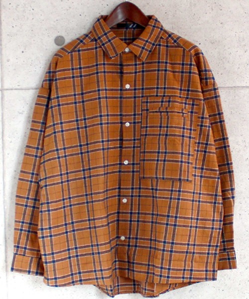 SHISKY（シスキー）の「【オーバーサイズ ネルシャツ】ワイドシルエット　チェック柄ネルシャツ（シャツ/ブラウス・メンズ・ベージュ系その他/レッド系その他/ベージュ系その他2/ブルー系その他/グリーン系その他・FREE）」の9枚目の写真