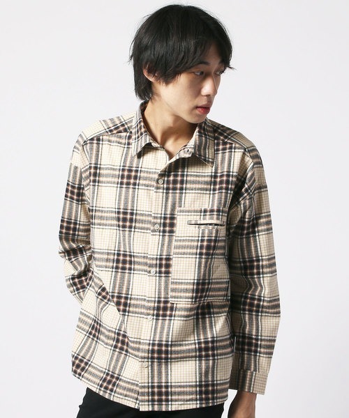 FACETASM オーバーサイズ　チェックシャツ ネルシャツ BACK NUMBER シャツ 「店頭で人気」「BACK NUMBER」フード付きオーバー