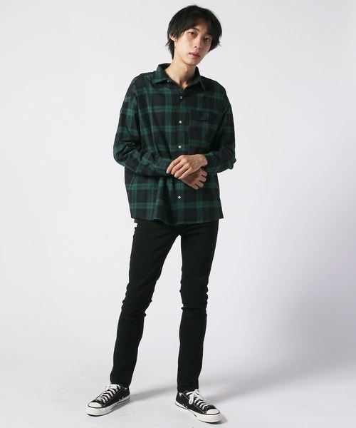 SHISKY（シスキー）の「【オーバーサイズ ネルシャツ】ワイドシルエット　チェック柄ネルシャツ（シャツ/ブラウス・メンズ・ベージュ系その他/レッド系その他/ベージュ系その他2/ブルー系その他/グリーン系その他・FREE）」の16枚目の写真