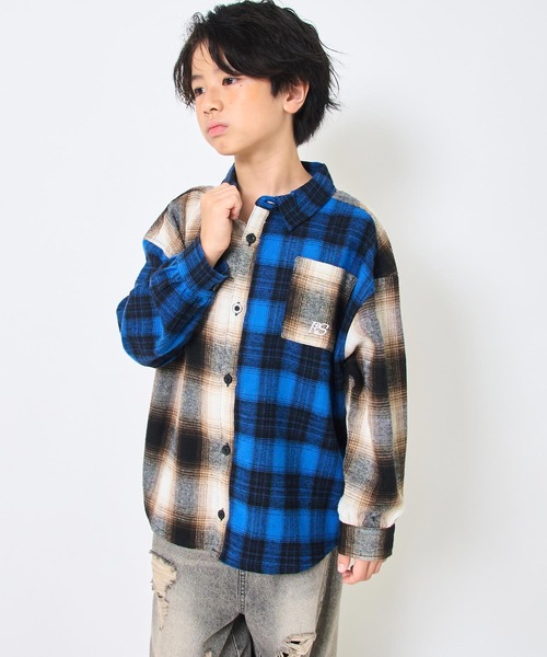 ANAP kids（アナップキッズ）の「クレイジー チェック シャツ【ジュニアお揃い】（シャツ/ブラウス・キッズ・ブラウン/グレー・110/130/120）」の10枚目の写真