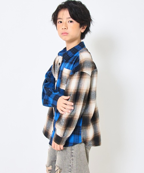 ANAP kids（アナップキッズ）の「クレイジー チェック シャツ【ジュニアお揃い】（シャツ/ブラウス・キッズ・ブラウン/グレー・110/130/120）」の11枚目の写真