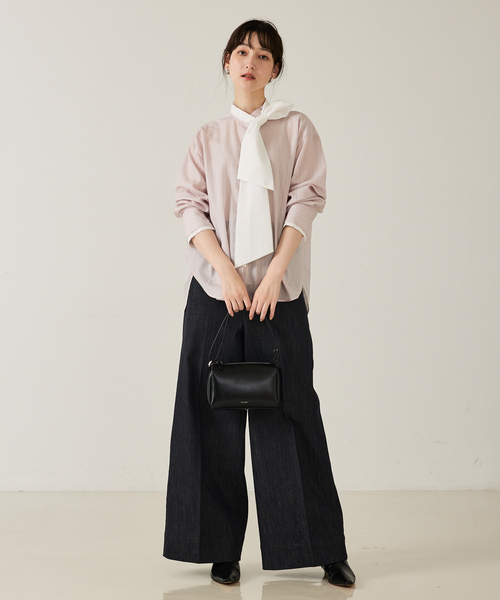 qualite(カリテ)の「【ボウタイ取り外し可能】クレリックボウタイブラウス/秋服/冬服/オフィスカジュアル(シャツ/ブラウス・レディース・ブラック/ピンク・フリー)」の6枚目の写真