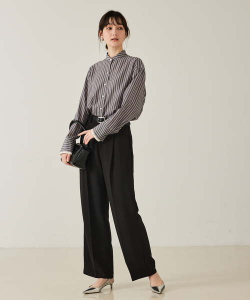 qualite(カリテ)の「【ボウタイ取り外し可能】クレリックボウタイブラウス/秋服/冬服/オフィスカジュアル(シャツ/ブラウス・レディース・ブラック/ピンク・フリー)」の10枚目の写真
