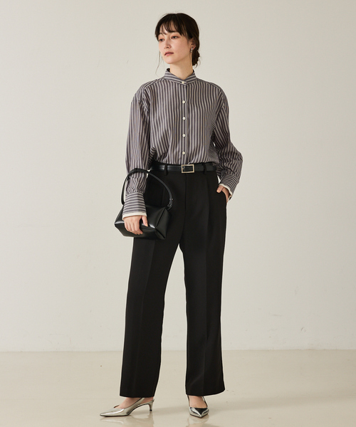 qualite(カリテ)の「【ボウタイ取り外し可能】クレリックボウタイブラウス/秋服/冬服/オフィスカジュアル(シャツ/ブラウス・レディース・ブラック/ピンク・フリー)」の22枚目の写真