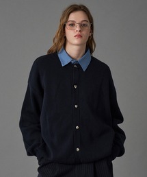 ONCILY(IVF[)SILVER BUTTON CREW NECK CARDIGAN / Vo[{^N[lbNJ[fBK(J[fBK/{)
