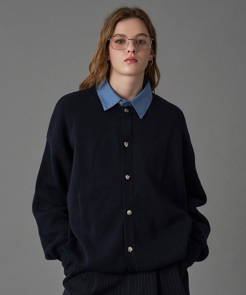 セール】SILVER BUTTON CREW NECK CARDIGAN / シルバーボタンクルー