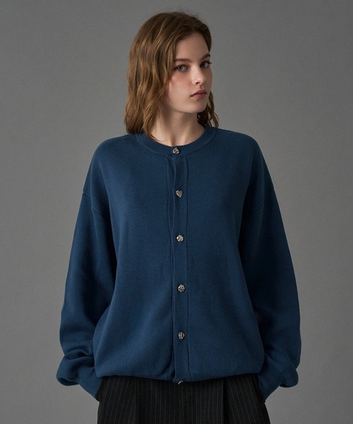 セール】SILVER BUTTON CREW NECK CARDIGAN / シルバーボタンクルー