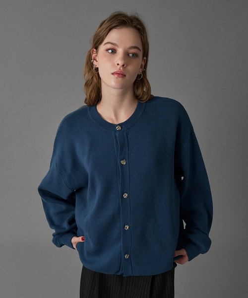 SILVER BUTTON CREW NECK CARDIGAN / シルバーボタンクルー