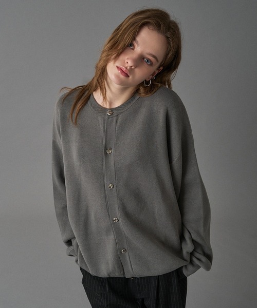 Reneルネ パールボタン ジップカーディガン グレー Rene（ルネ）