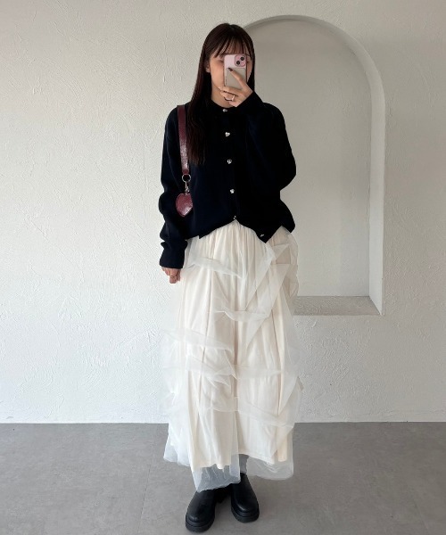 ONCILY（オンシェリー）の「SILVER BUTTON CREW NECK CARDIGAN / シルバーボタンクルーネックカーディガン（カーディガン/ボレロ・メンズ・チャコールグレー/ブラック/ライトブルー/ネイビー・LARGE/SMALL/MEDIUM）」の7枚目の写真