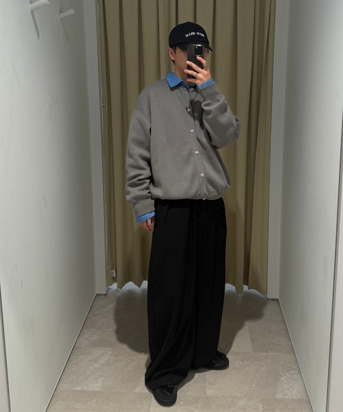 ONCILY（オンシェリー）の「SILVER BUTTON CREW NECK CARDIGAN / シルバーボタンクルーネックカーディガン（カーディガン/ボレロ・メンズ・チャコールグレー/ブラック/ライトブルー/ネイビー・LARGE/SMALL/MEDIUM）」の8枚目の写真