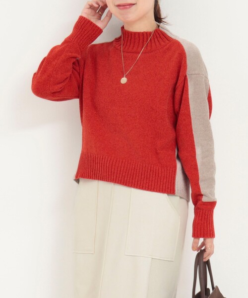 MICO COULIER（ミコクリエ）の「モール配色ハイネックプルオーバーニット（ニット/セーター・レディース・イエロー/オレンジ/ベビーピンク・38）」の3枚目の写真