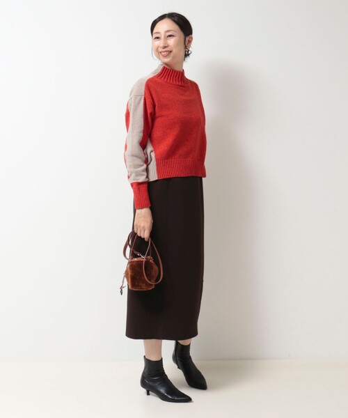 MICO COULIER（ミコクリエ）の「モール配色ハイネックプルオーバーニット（ニット/セーター・レディース・イエロー/オレンジ/ベビーピンク・38）」の8枚目の写真