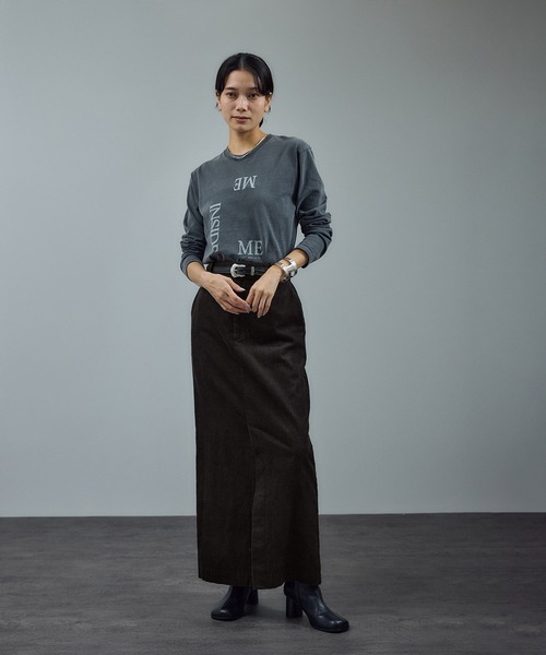 SALON adam et rope'（サロン アダム エ ロペ）の「【WEB限定】オーガニックコットンコーデュロイナロースカート（スカート・レディース・チャコールグレー/ベージュ系その他・S/M）」の3枚目の写真